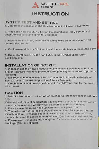A24-2132-METHA1 ELECTRONICS Water Methanol Injection Kit