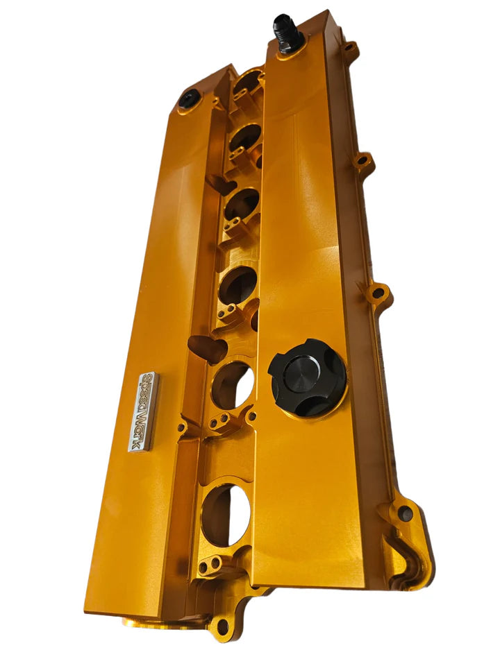 A24-2308-SPEEDWORKS TOYOTA 2JZ-GE VVTI SINGLE PIECE BILLET VALVE COVER GOLD