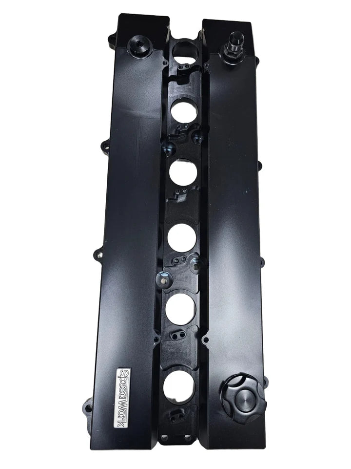 A24-2310-SPEEDWORKS TOYOTA 2JZ-GE NON-VVTI SINGLE PIECE BILLET VALVE COVER BLACK