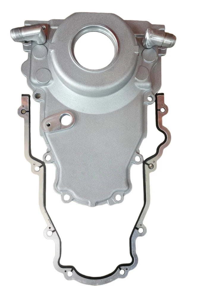 A24-2300-Billet LS Gen 4 Twin Turbo Oil Drain Return - Front Timing Chain Cover -10AN