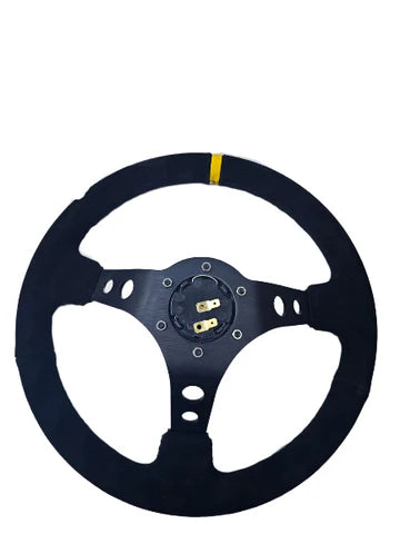 A24-3174-STEERING WHEEL ,BLACK WRAP,HOLE SPOKE ,DEEPTH 55MM,MOMO STYLE