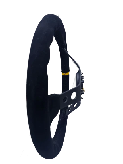 A24-3174-STEERING WHEEL ,BLACK WRAP,HOLE SPOKE ,DEEPTH 55MM,MOMO STYLE