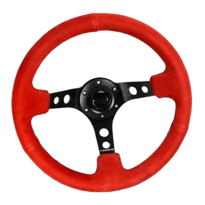 A24-3180-STEERING WHEEL ,RED WRAP,HOLE SPOKE ,DEEPTH 55MM,MOMO STYLE