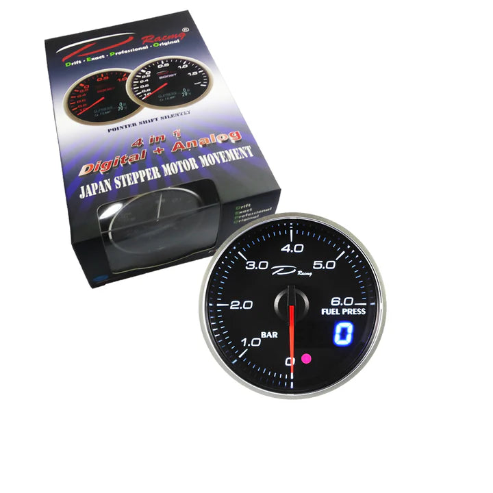 A24-1374-D Racing DX-Series 60MM Peak Fuel Pressure Gauge with Waterproof Sensor Connector