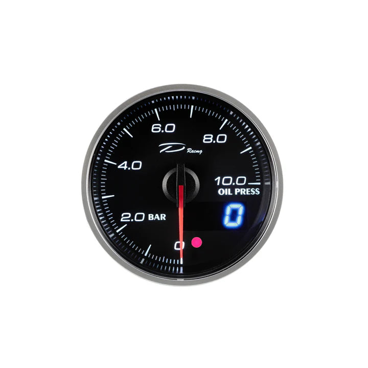 A24-1370-D Racing DX-Series 60MM Peak Oil Pressure Gauge with Waterproof Sensor Connector