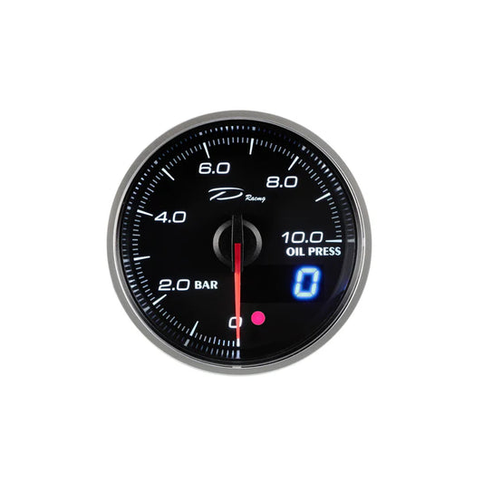 A24-1370-D Racing DX-Series 60MM Peak Oil Pressure Gauge with Waterproof Sensor Connector