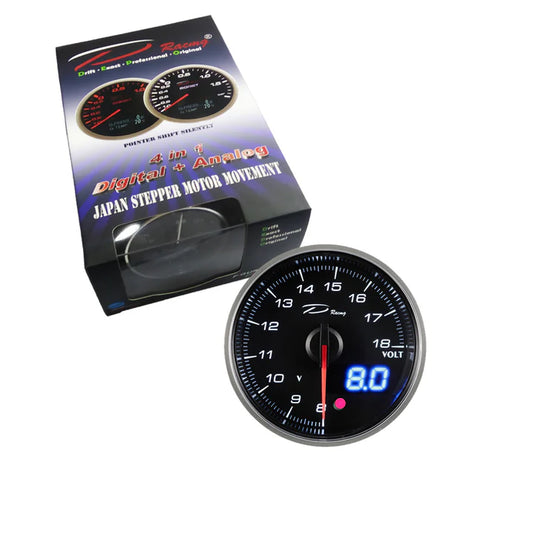 A24-1291-D Racing DX-Series 60MM Peak Volt Gauge with Waterproof Sensor
