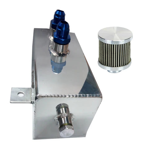 A24-2414-Breather Oil Catch Tank 2L - Silver - Aluminum - Universal