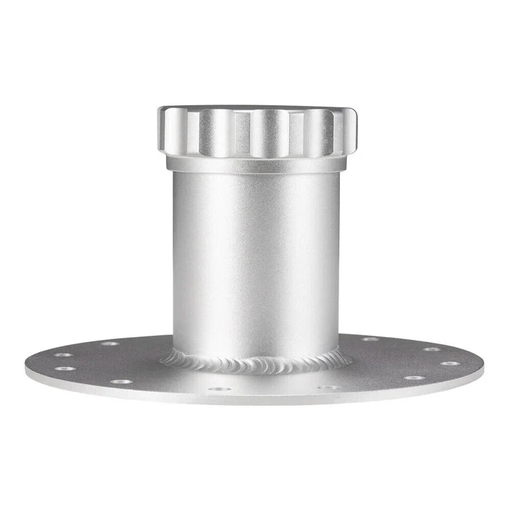 A24-2107-Billet Straight Aluminum Fuel Cell Fast Fill Filler Neck 12 Bolt Flange + Cap SR