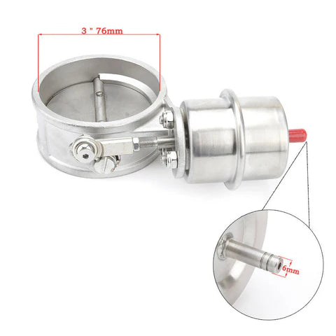 A24-2929-3'' 76mm Exhaust Control Valve Set Vacuum Actuator CLOSED Style Cutout Downpipe