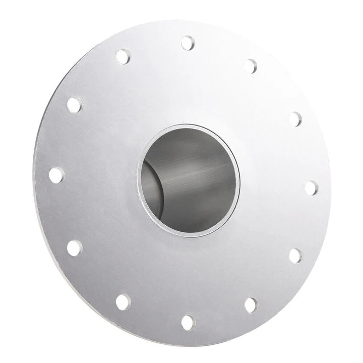 A24-2107-Billet Straight Aluminum Fuel Cell Fast Fill Filler Neck 12 Bolt Flange + Cap SR