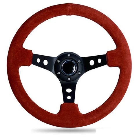 A24-3181-STEERING WHEEL ,RED WRAP,HOLE SPOKE ,DEEPTH 55MM,MOMO STYLE